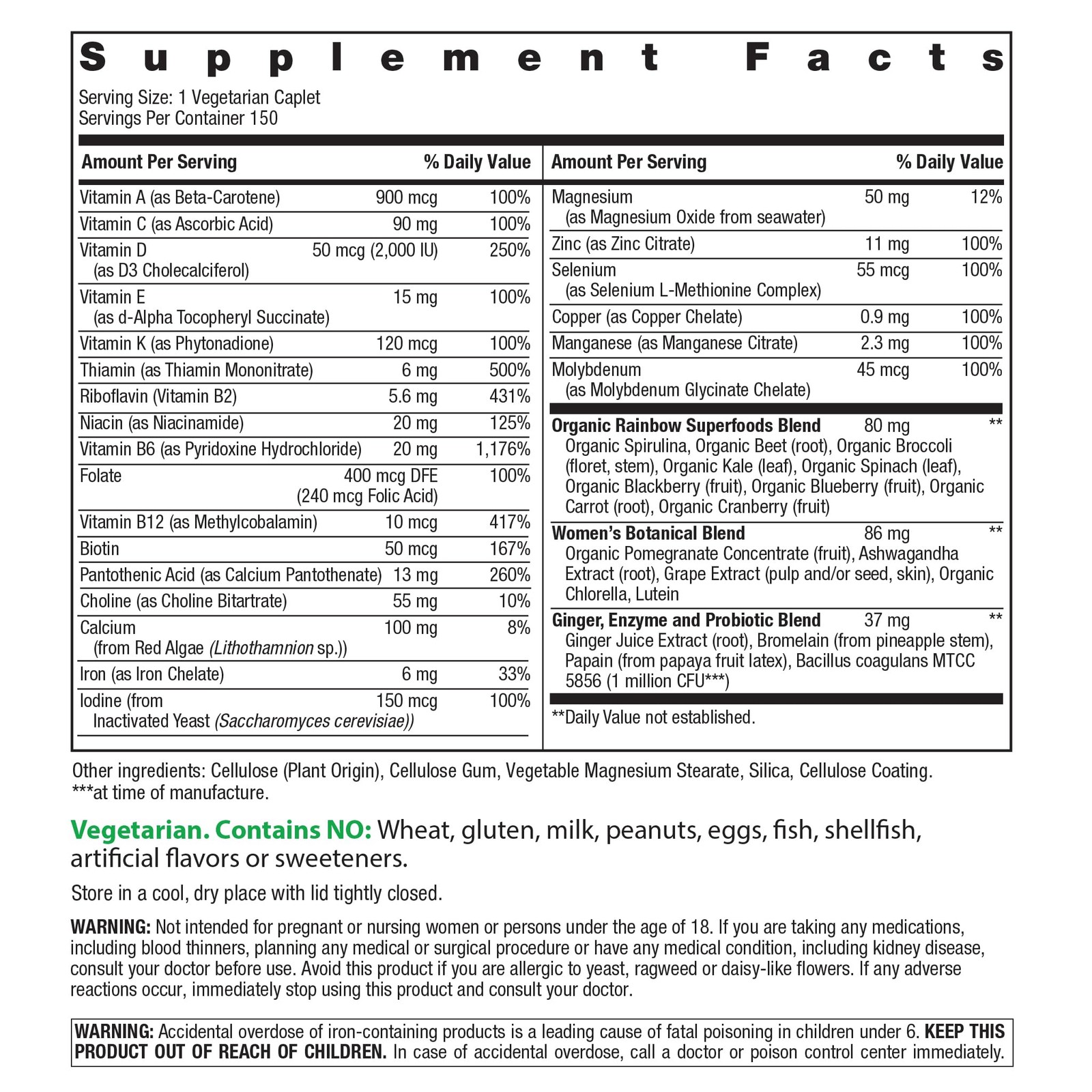 Rainbow Light Womens One High-Potency Daily 150 Count (Pack of 1), Green