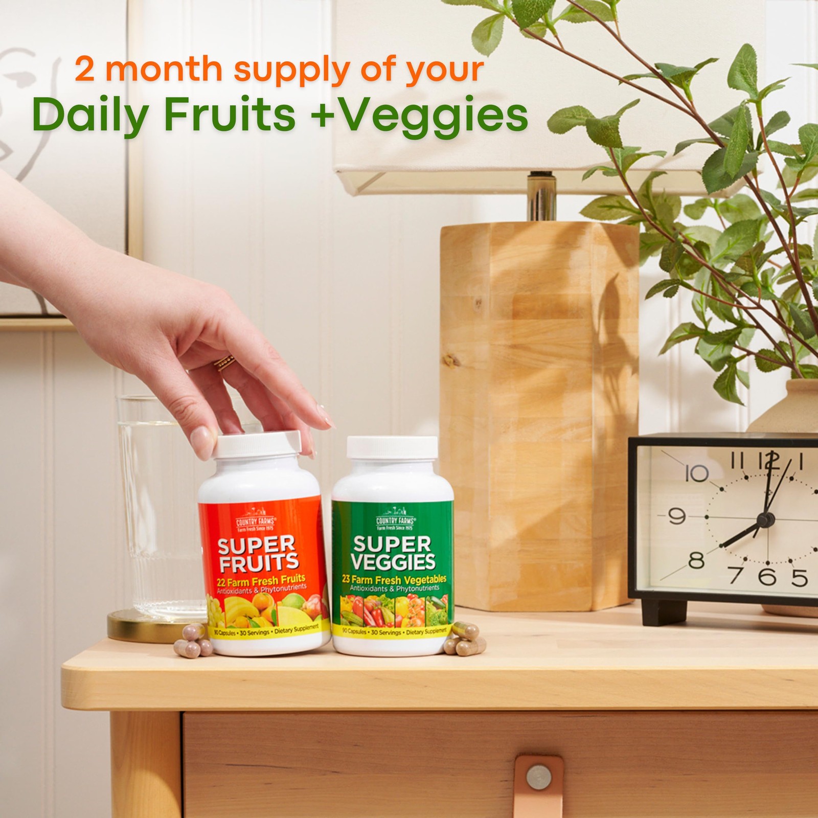 Fruits and Vegetables Supplement, 180 Fruit and 180 Veggie Capsules, Greens a…