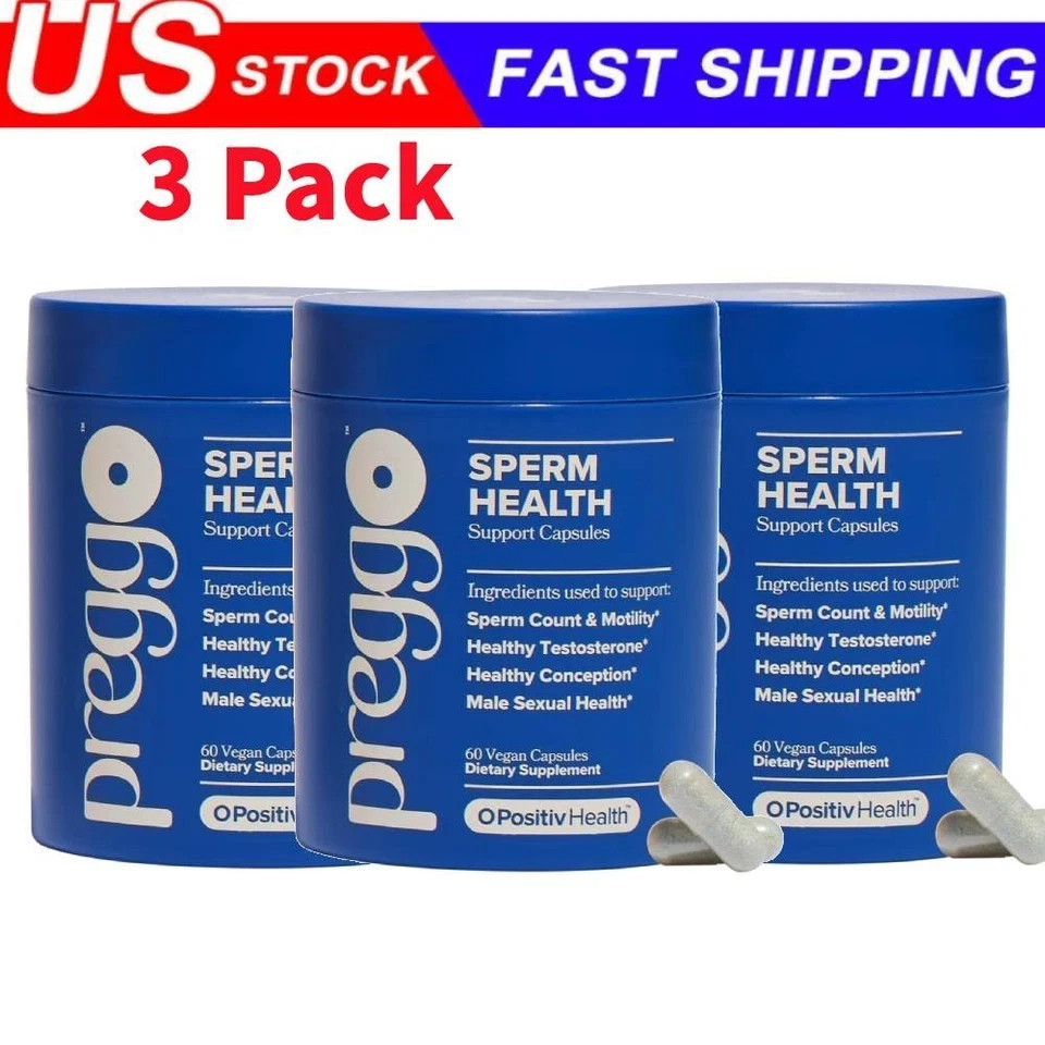 3 Pack PREGGO O-Positive Sperm Health Boost Capsules – 180 Count For Men