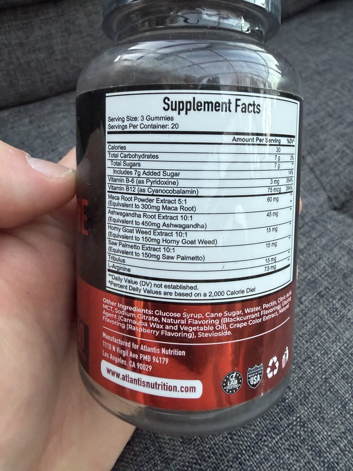 Atlantis Testosterone Booster 60 Gummies Expires 03/2026
