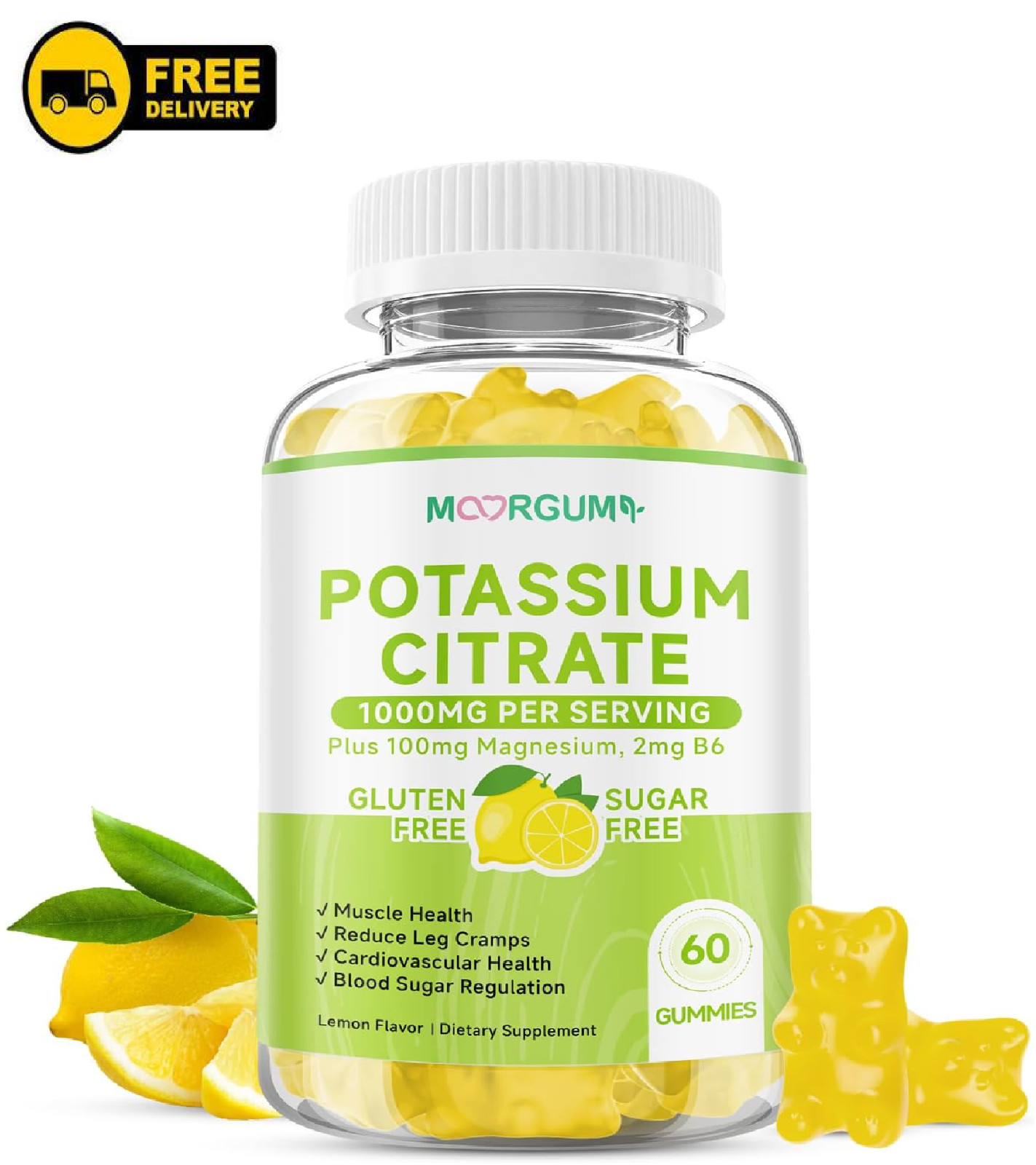 Potassium Citrate 1000mg Gummies, Potassium Supplement for Adults Women and Men,