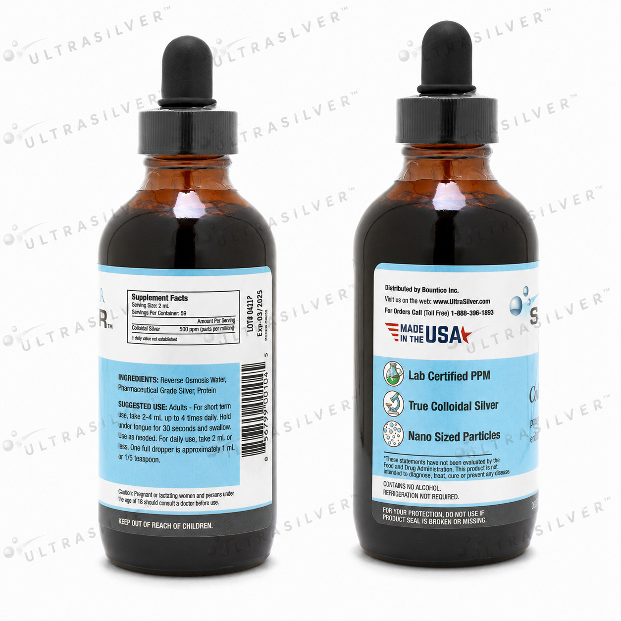 Ultra Silver Colloidal Silver Mineral Supplement, 500 Ppm, 4 Fluid oz
