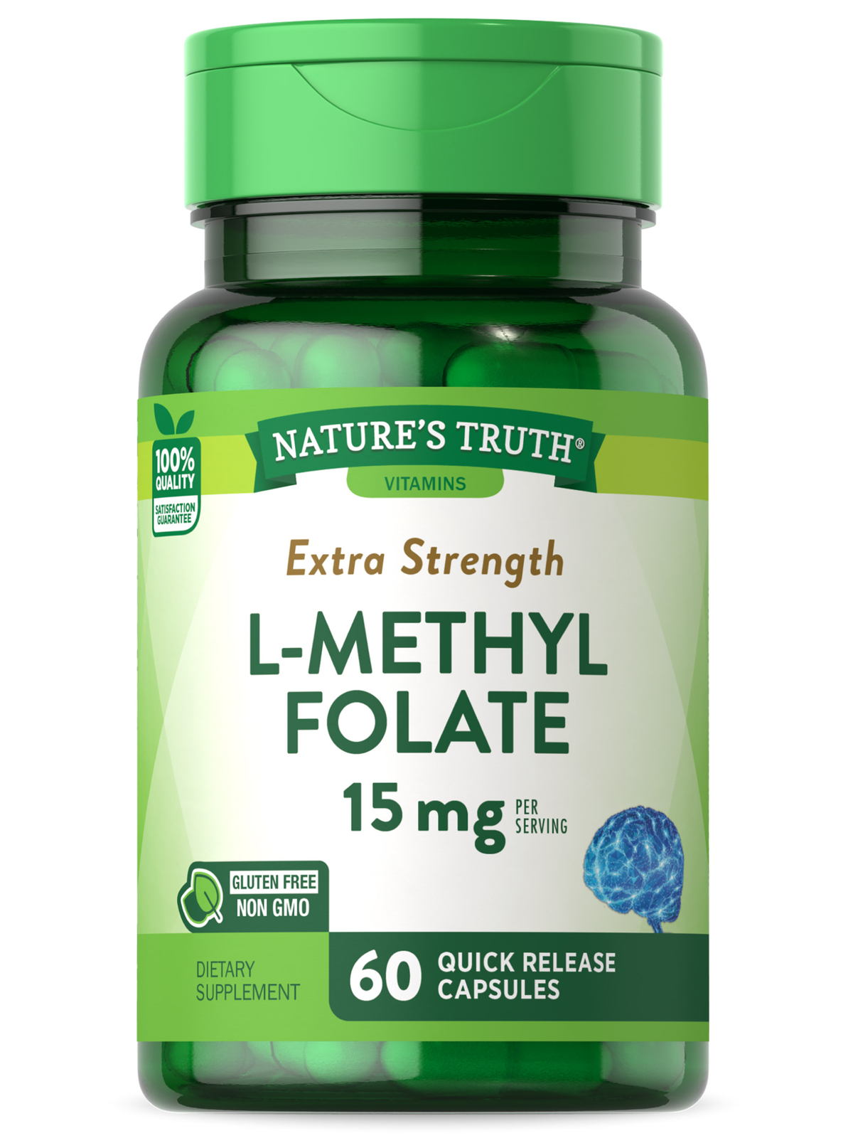 L-Methylfolate 15mg | 60 Capsules | Extra Strength | Non-GMO | by Nature’s Truth