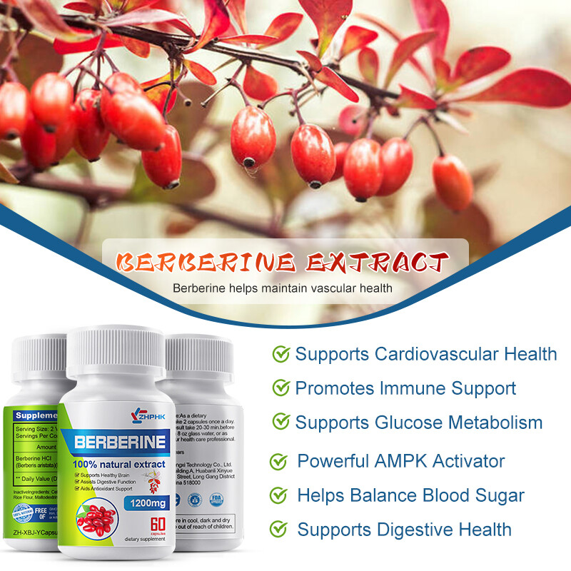 180Pcs Berberine 1200mg High Abosorption For Blood Sugar Immune 3 Months Supply