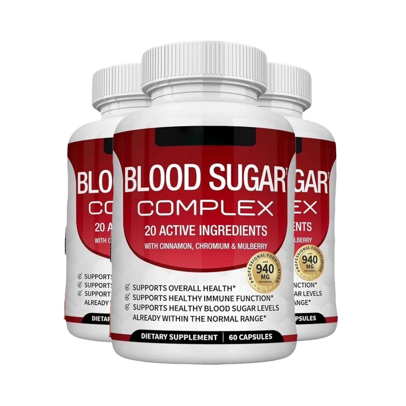 3-Pack Blood Sugar Complex – Daily Natural Blood Sugar Capsules Support -180Caps