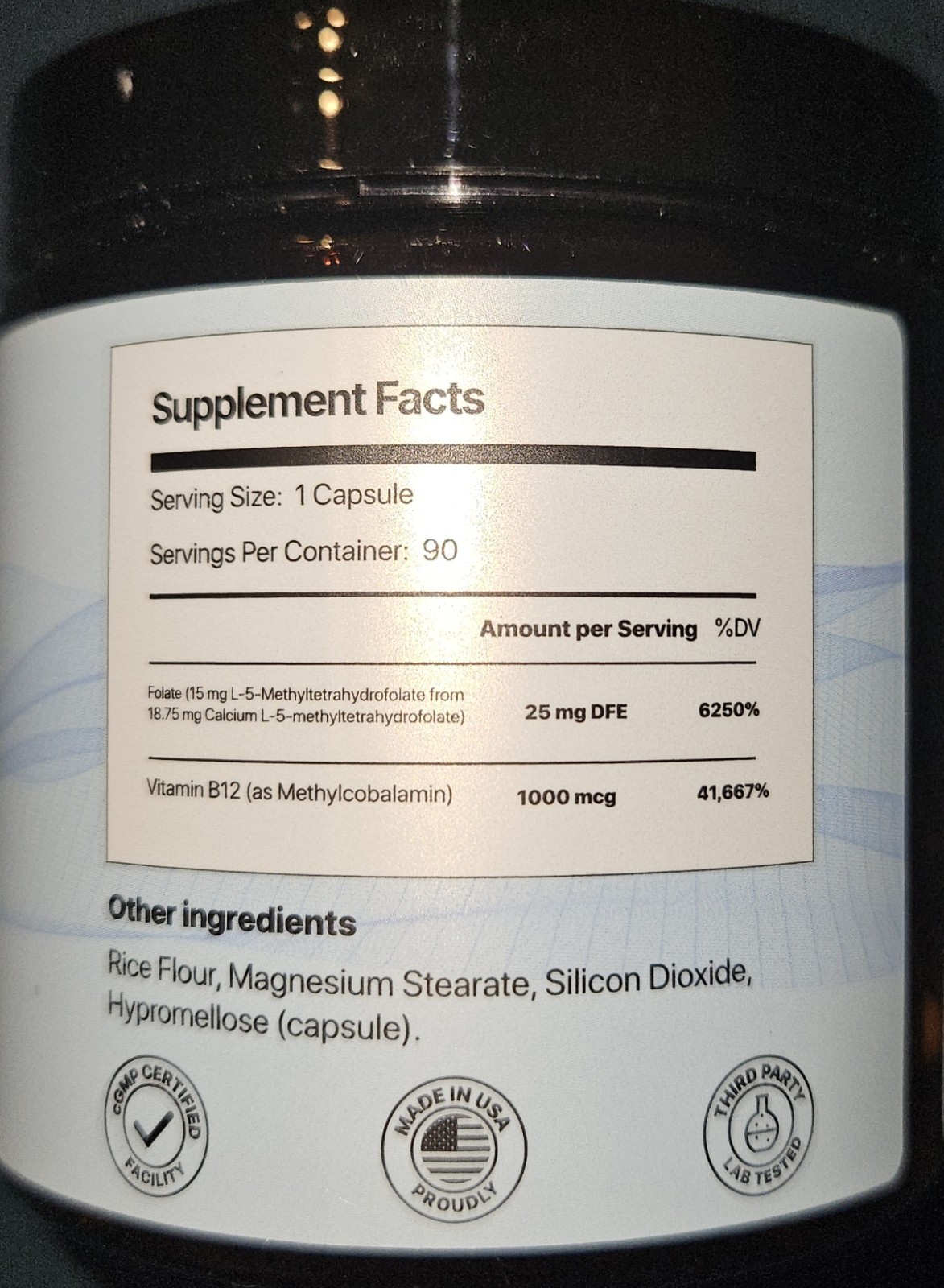 Vocks L-Methylfolate 15mg 5-MTHF + Methyl B12 High Potency Supplement 90 Capsule
