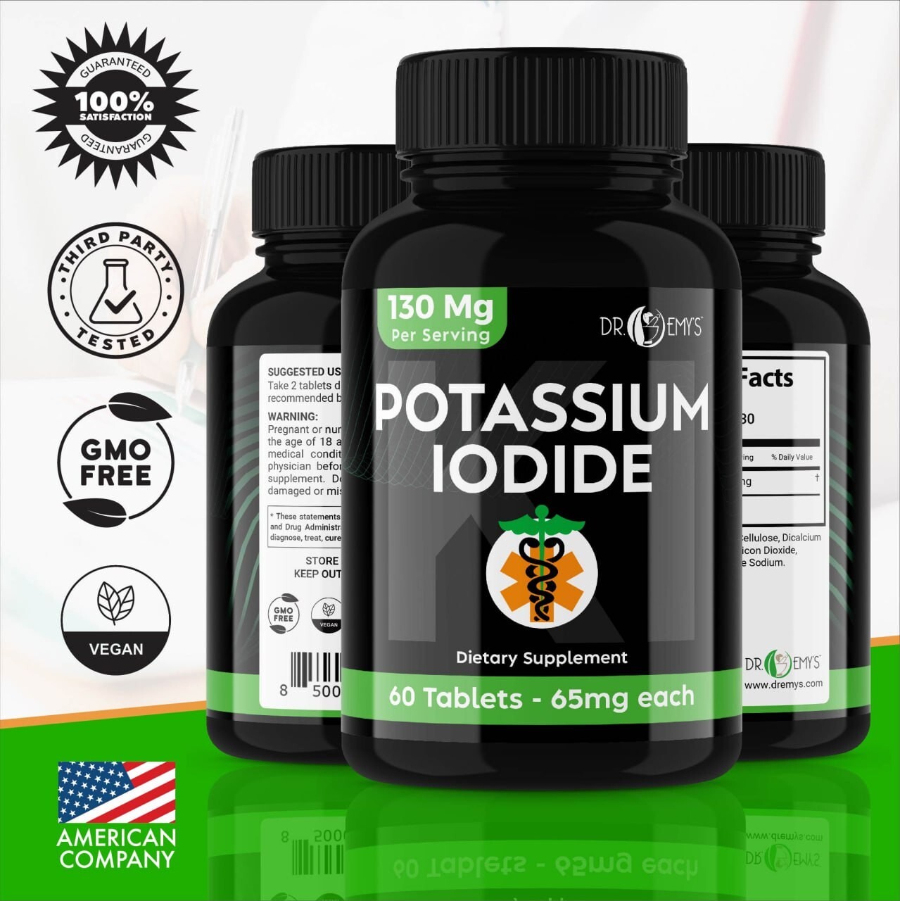 (1PK) – Potassium + Iodide Pills Tablets☆130 mg Supplement☆Survival Kit Fallout