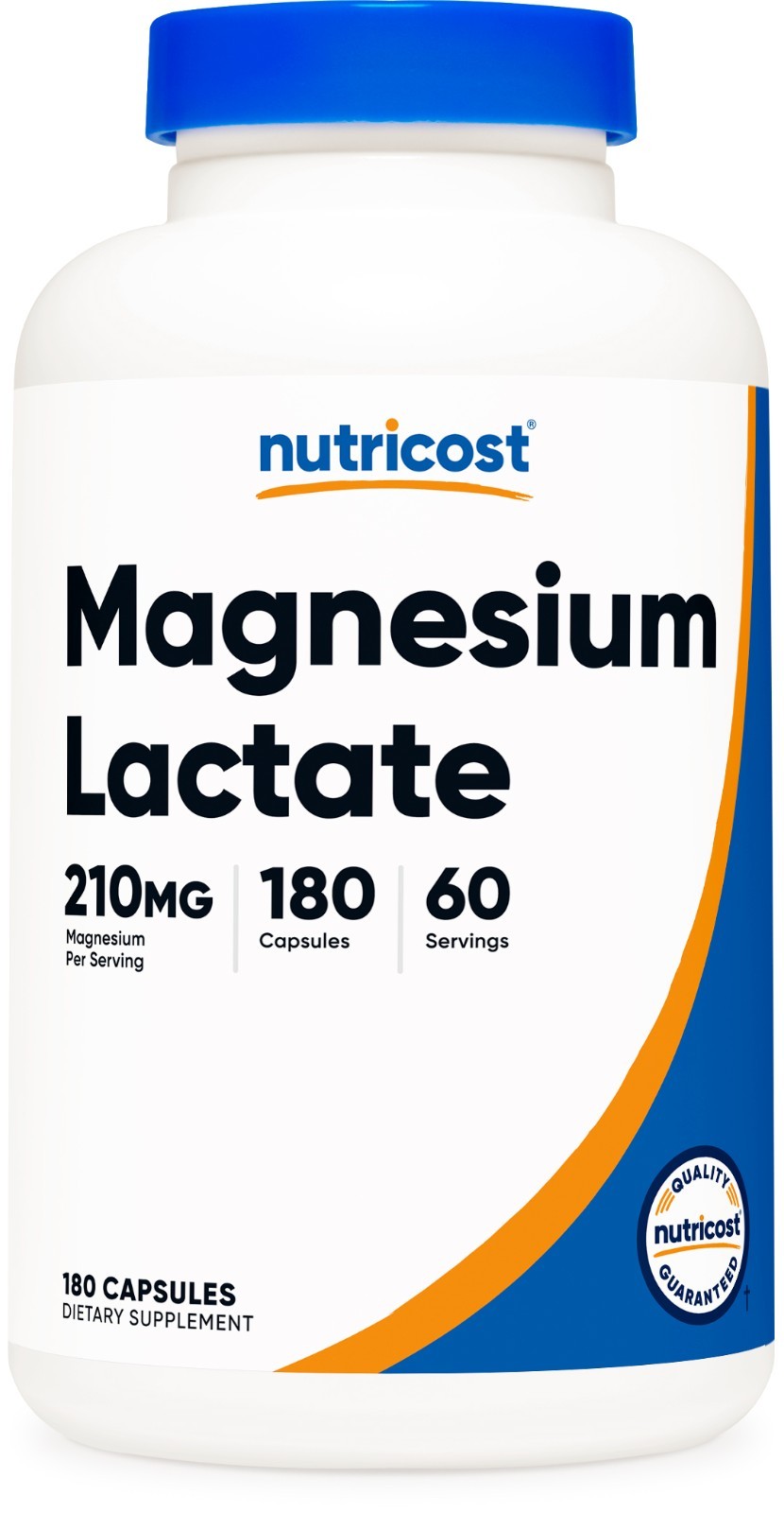 Nutricost Magnesium Lactate (210mg) 180 Capsules – Vegan, GMO-Free, Gluten-Free