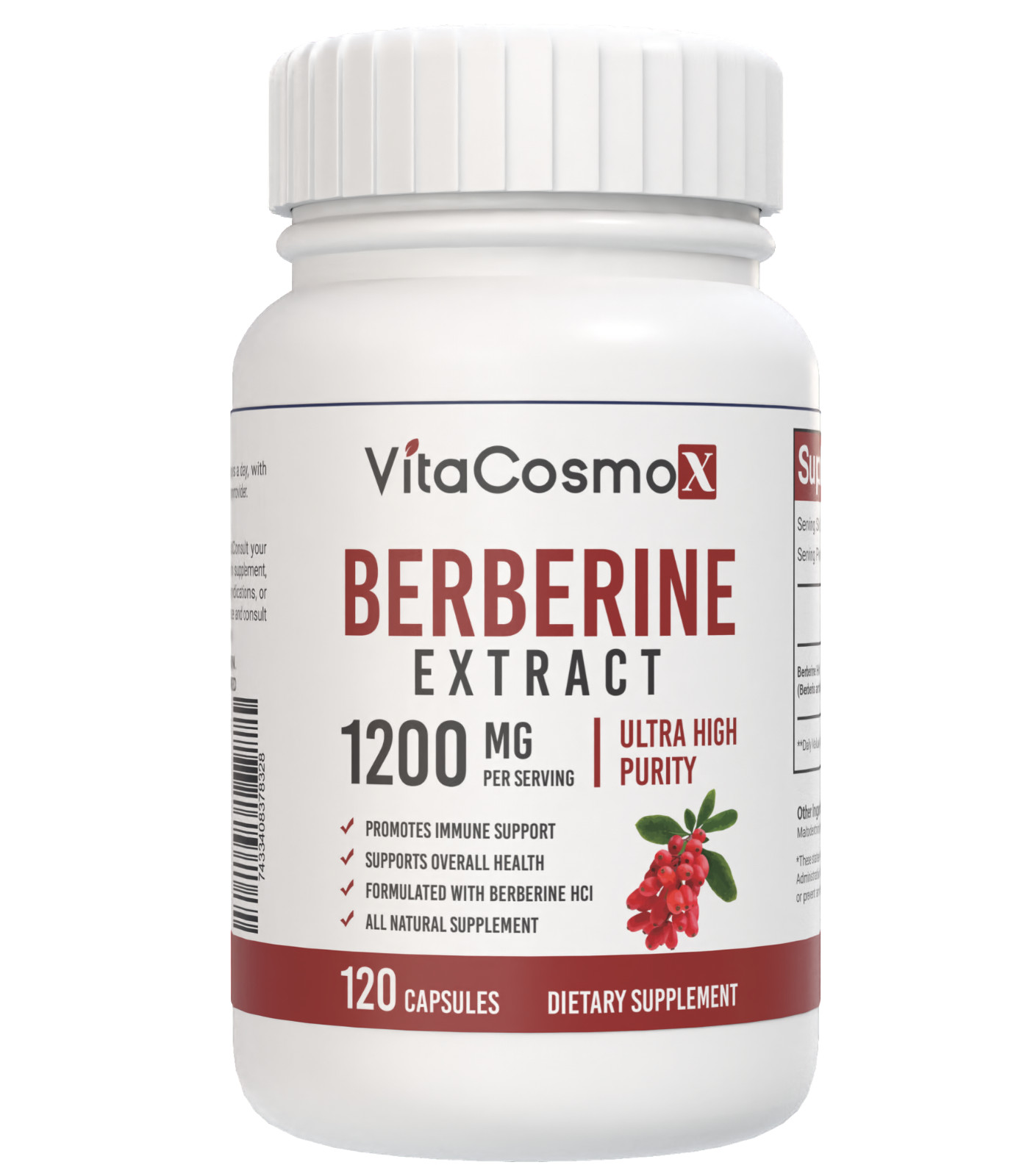 Premium Berberine HCL 1200mg Healthy Cholesterol, Anti-inflammatory, Blood Sugar