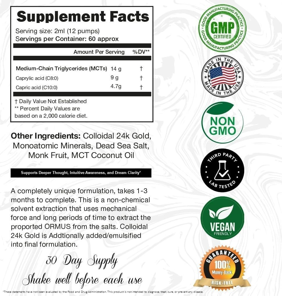 I am Joy Ormus Gold Oil Monoatomic 4oz Decalcify Pineal Gland Repair DNA 120m l