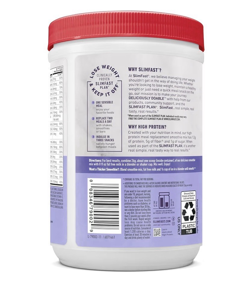 SlimFast Advanced Nutrition High Protein Meal Replacement Smoothie Mix-Pack of 1