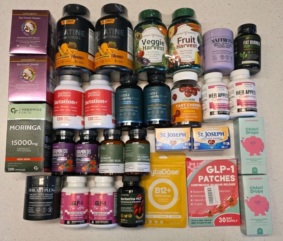 Huge Wholesale Lot Of 30 Assorted Vitamins & Supplements NEW & Sealed 05/2027+
