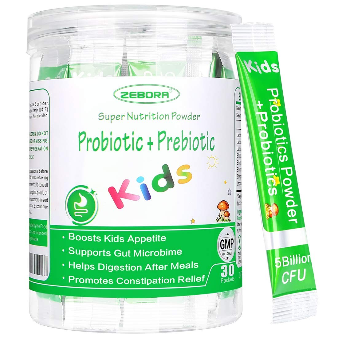 ZEBORA Kids Probiotic & Prebiotics Powder Age 3+ Support Children’s Digestive…