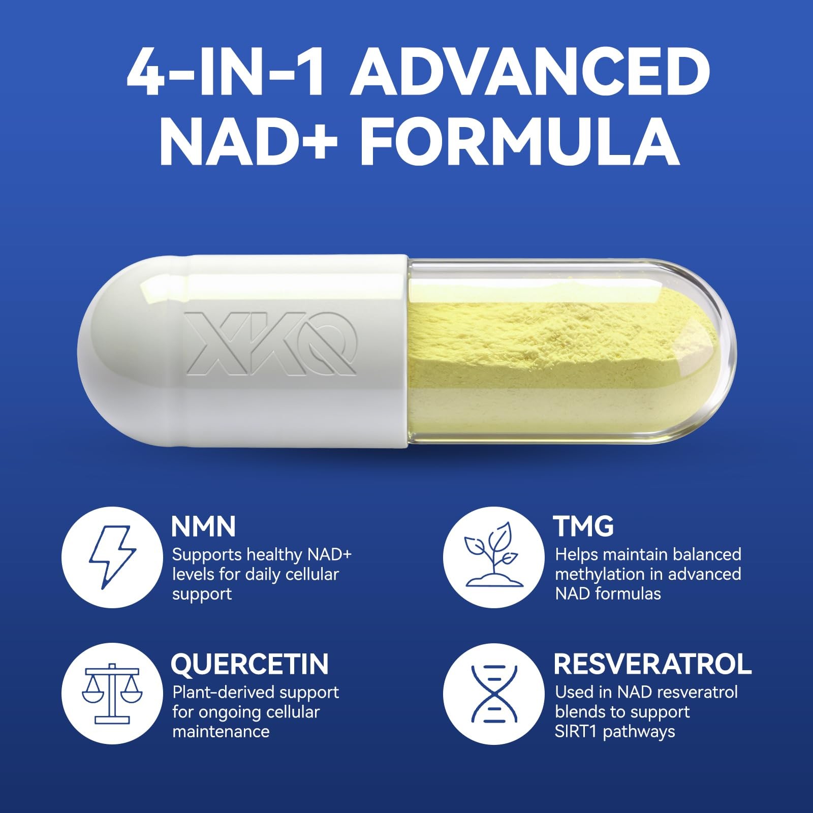 XKQ NAD Supplement, Liposomal with 1 Count (Pack of 60), 1pcs