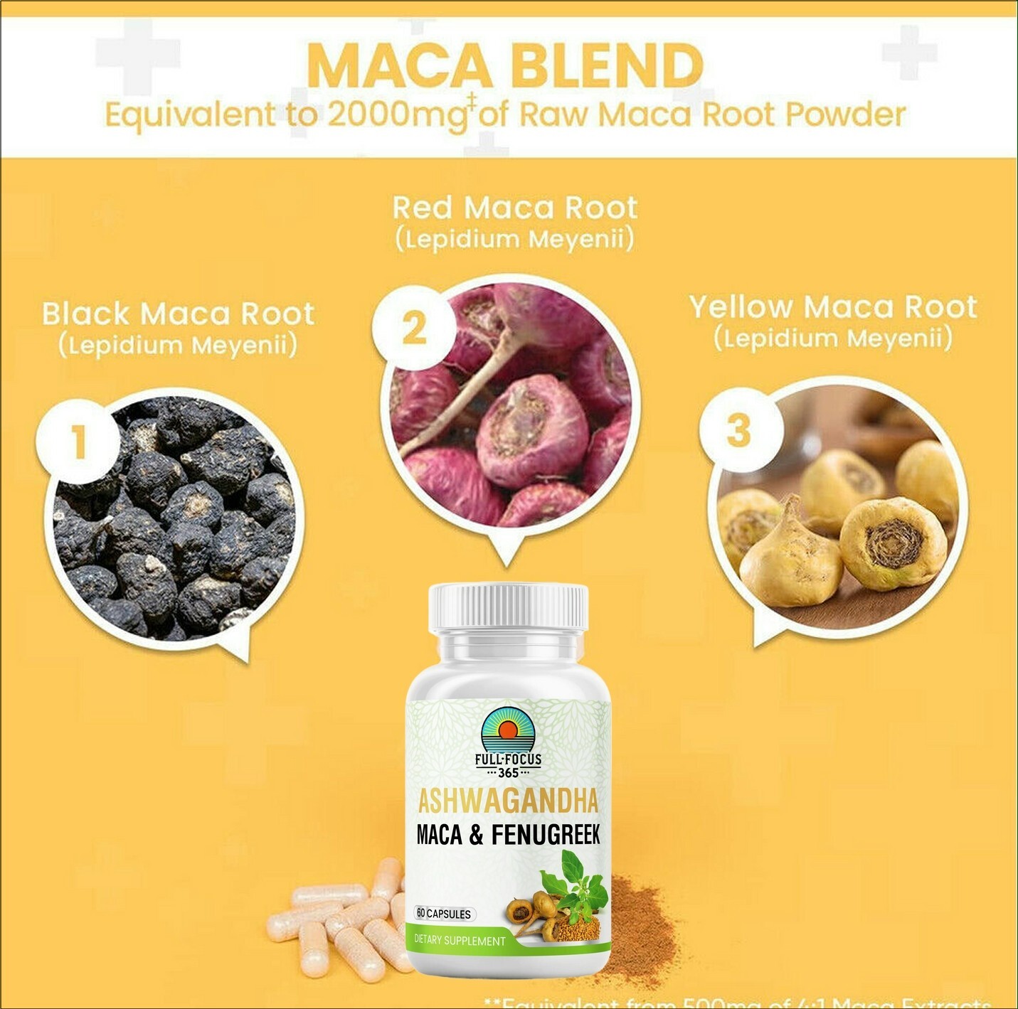 Ashwagandha Maca Capsules Fenugreek Supplement Capsules 60pcs