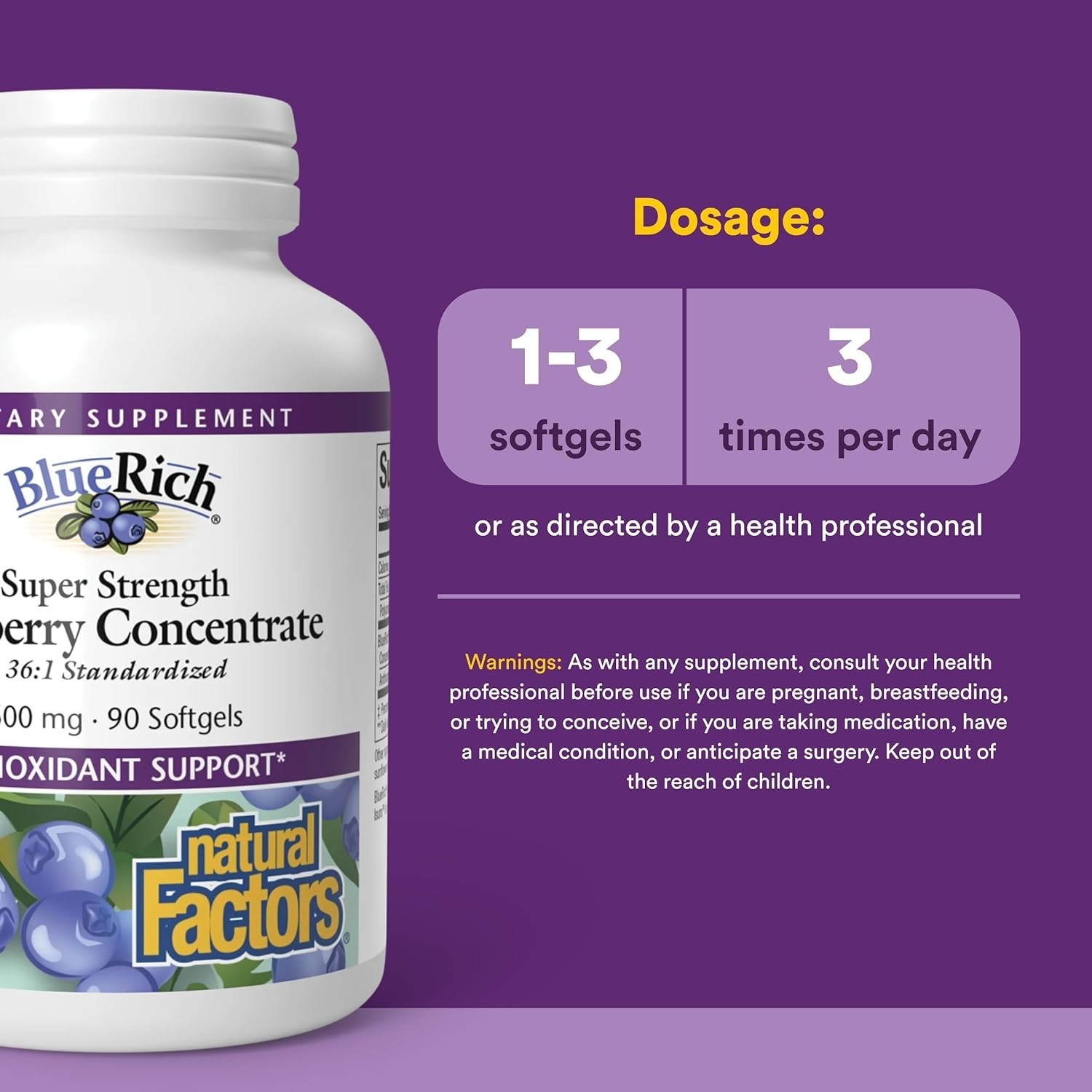 Natural Blueberry Extract Softgels – Immune and Cognitive Support, 90 Count