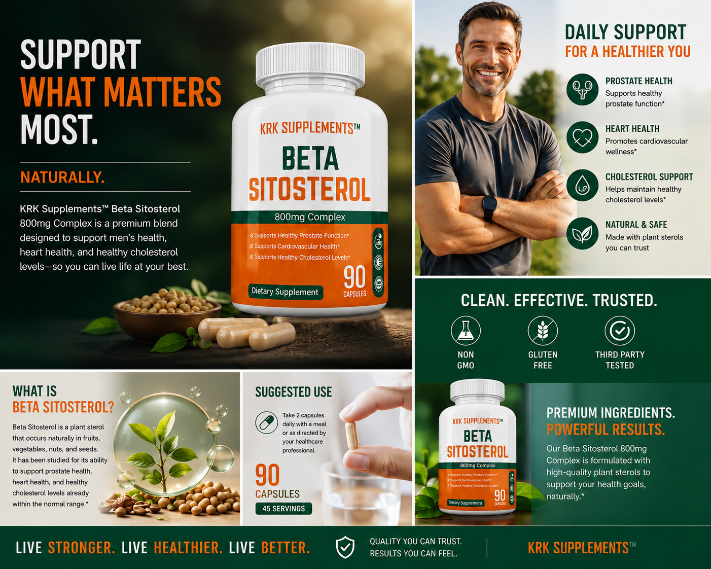 1x Beta Sitosterol 800mg Prostate Support Urinary Bladder KRK Supplements
