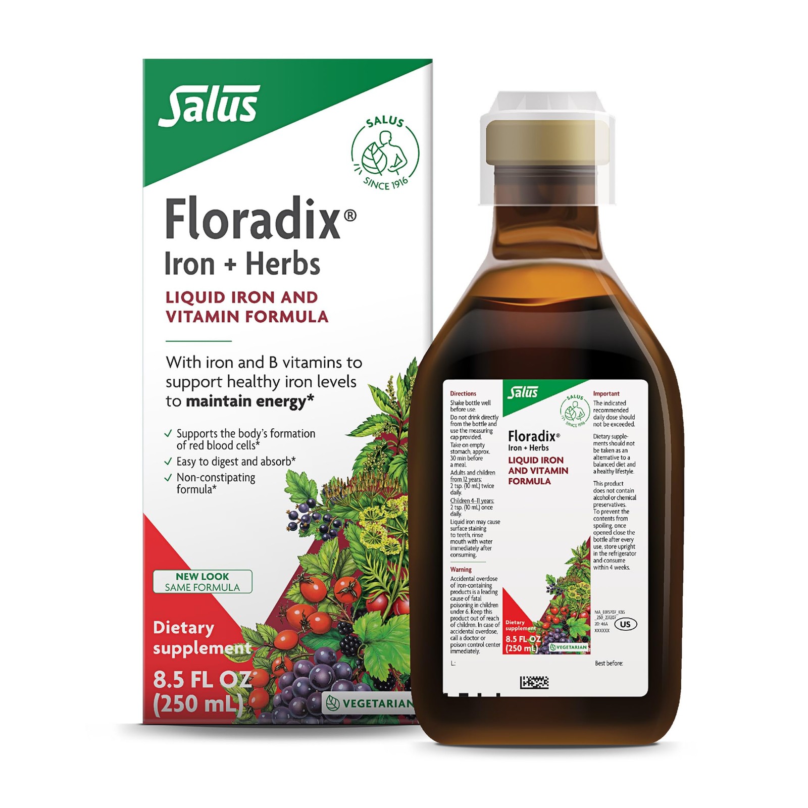 Floradix Iron & Herbs – Liquid Herbal 8.5 Fl Oz (Pack of 1), No Color