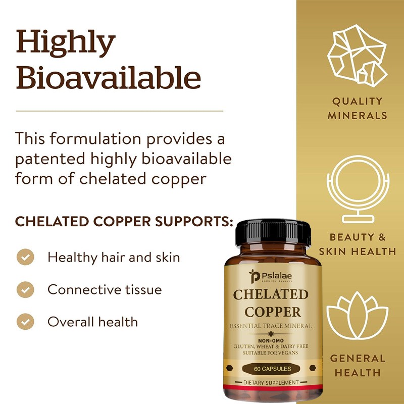 Chelated Copper – Essential Trace Mineral, Vegetarian, Non-GMO, Gluten Free