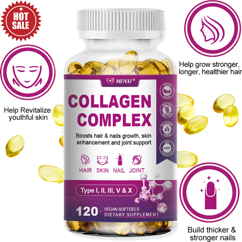 Collagen Peptides Pills 2000mg Hydrolyzed Anti Aging Capsules Types I,II,III,V,X