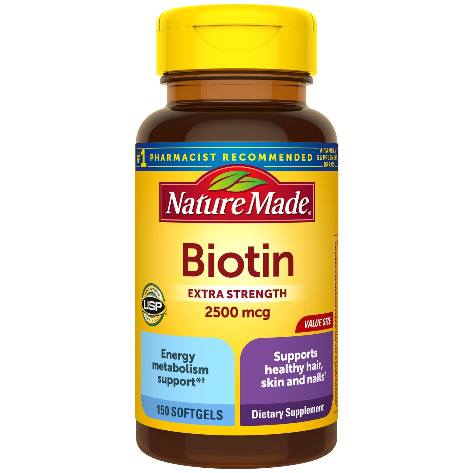 Nature Made Biotin 2500 mcg Softgels 150 Count Healthy Hair Skin Nails Support
