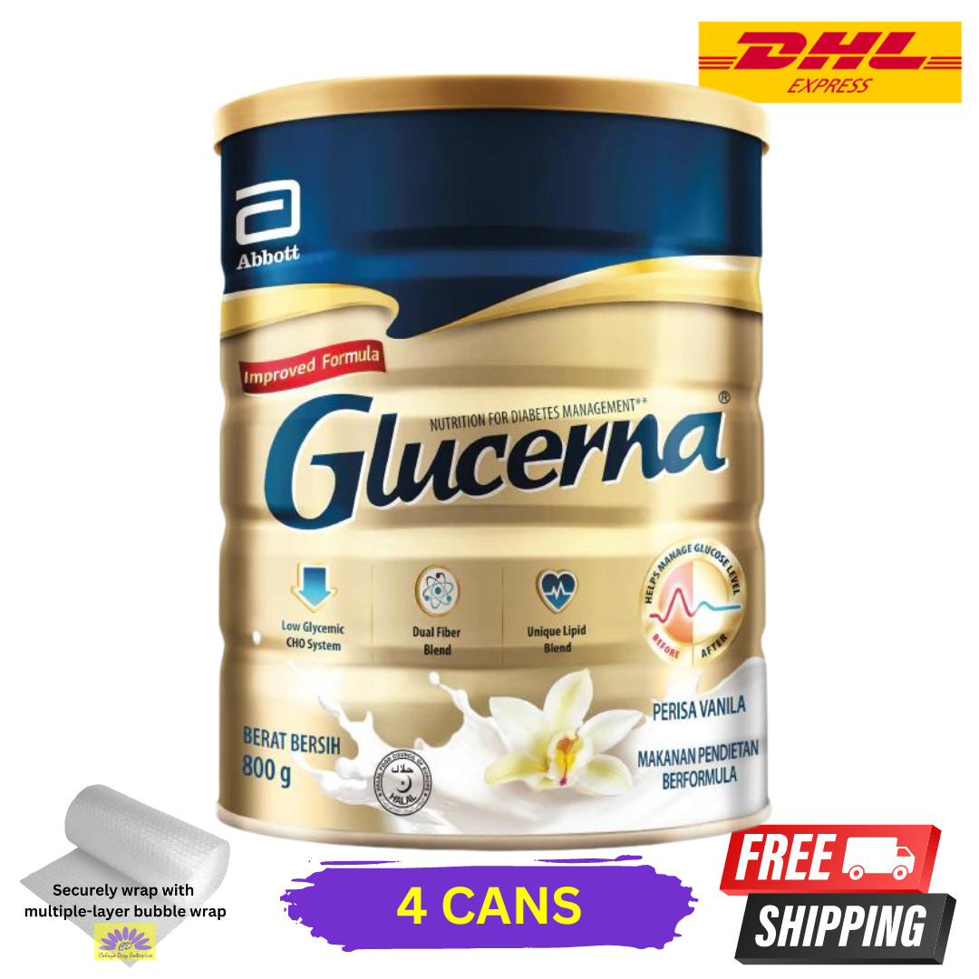 4 X Glucerna Triple Care 800g Diabetic Milk Powder Vanilla Flavour