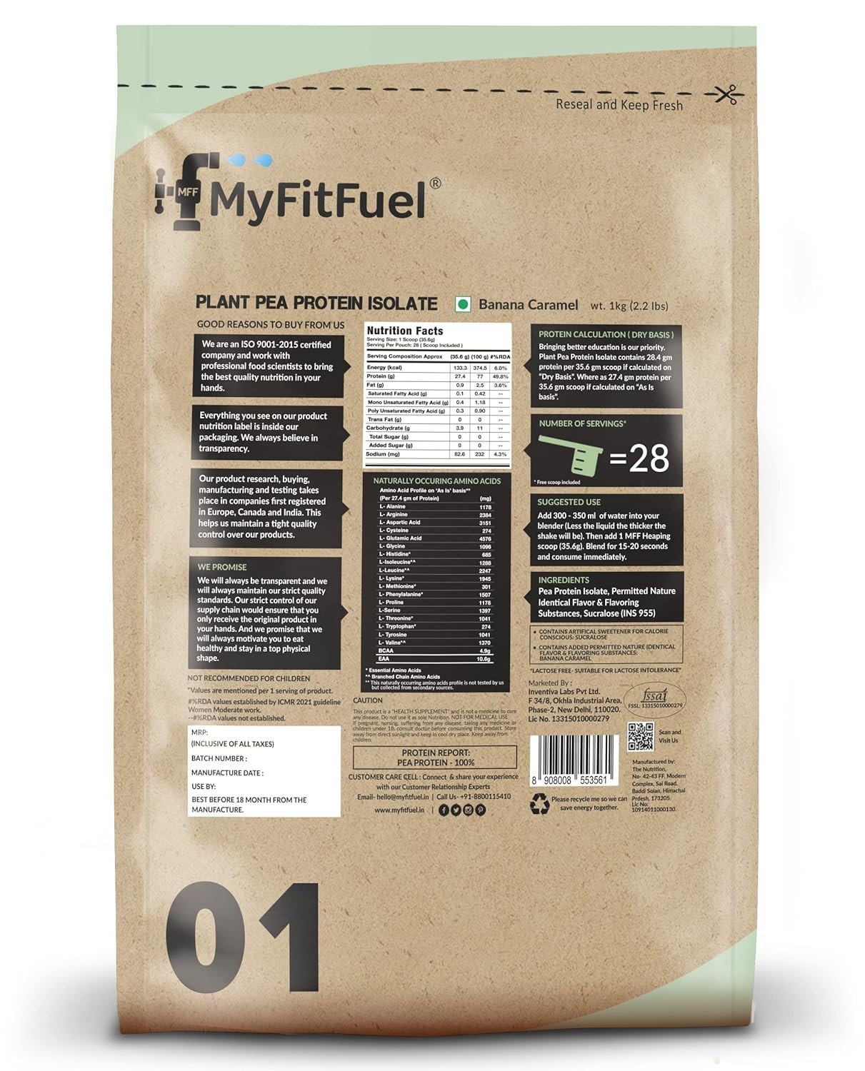 MyFitFuel Plant Pea Protein Isolate Powder Strawberry Burst Flavour 1kg