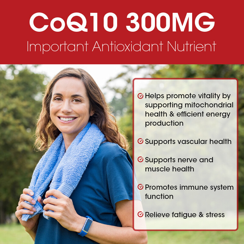1-3 Bottles CoQ10 Coenzyme Q10 300mg 120 Capsules Heart Support NON GMO Softgels