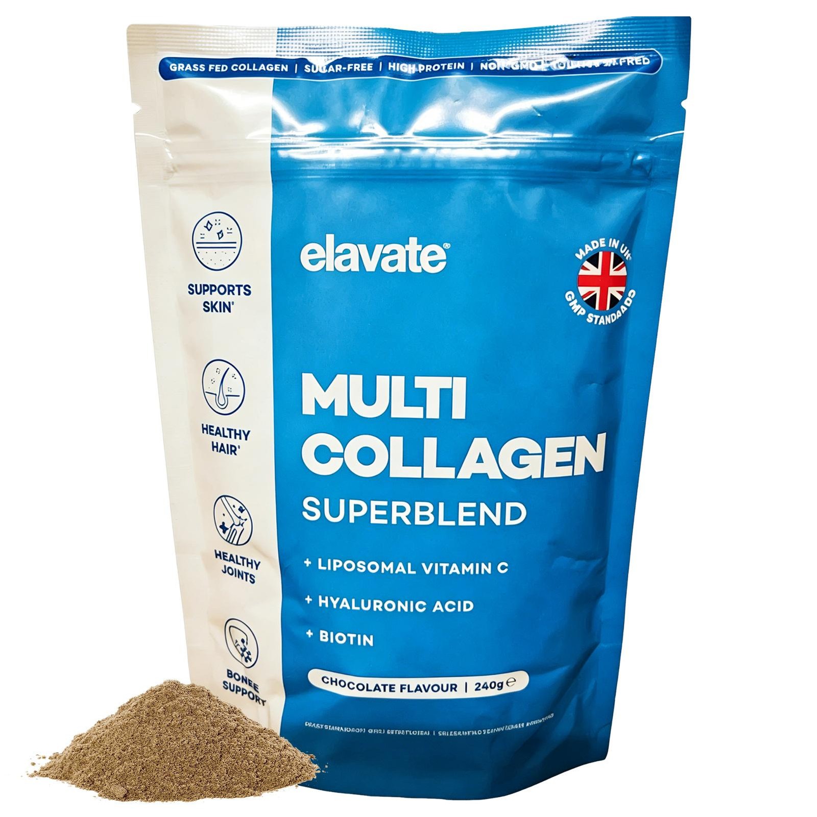 Elavate Multi Hair Superblend 240g Chocolate Skin Collagen Joint Wellness