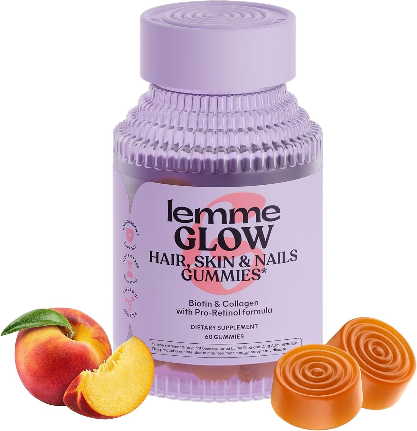 LEMME Glow Biotin & Collagen Hair Skin & Nails Gummies – 60 ct