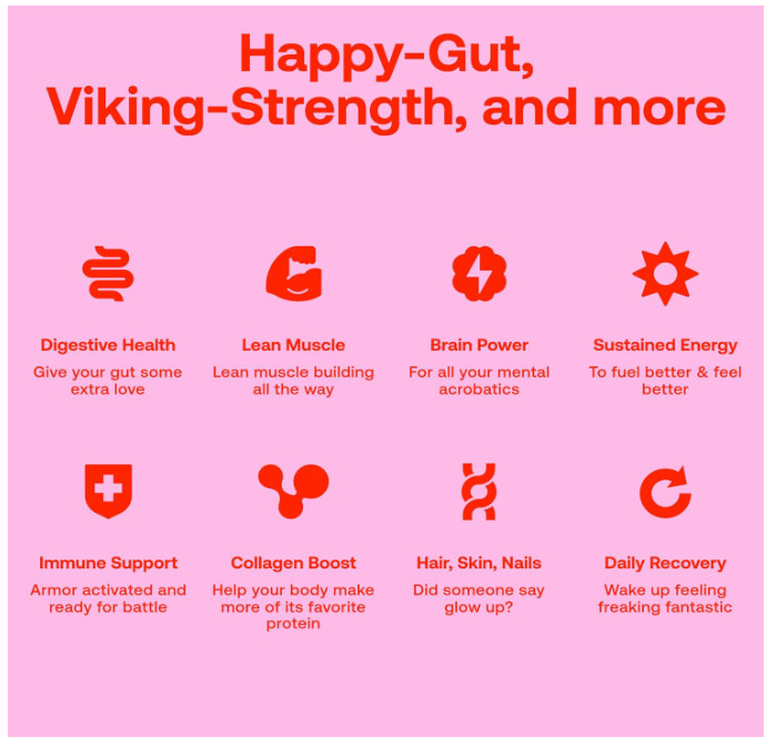 Happy Viking Strawberry Protein 15 Meals 30g Plant Protein Vegan