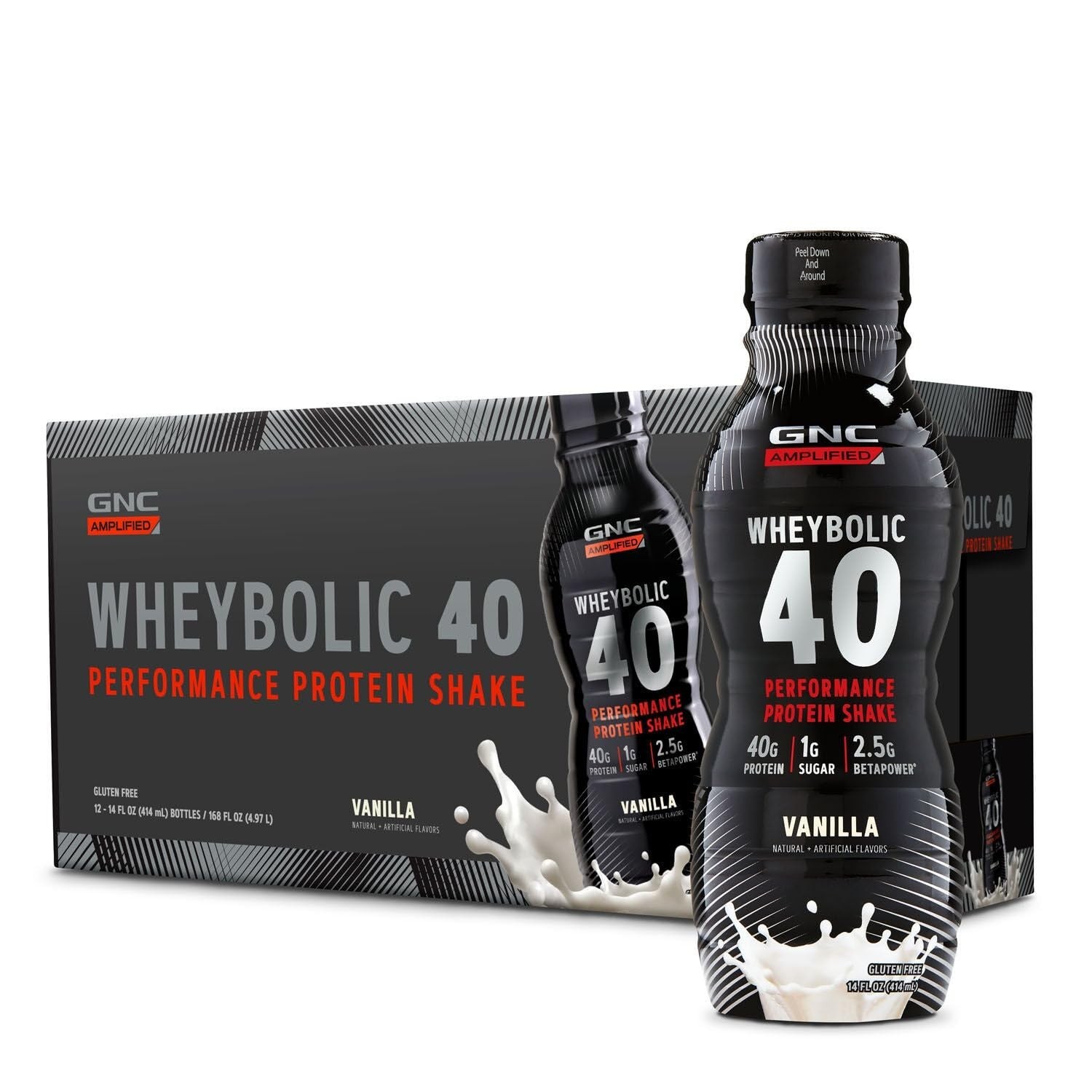 GNC AMP Wheybolic 40 – Vanilla – 14oz. (12 Bottles) 12 Count