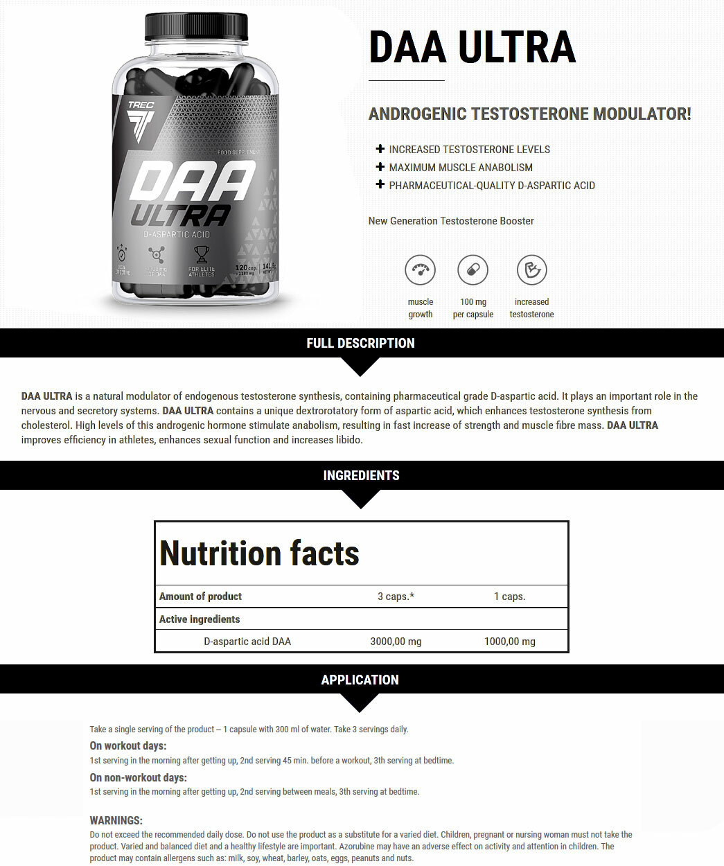 Trec Nutrition DAA ULTRA 2-PACK Testosterone Booster Testo Modulator Sex Drive