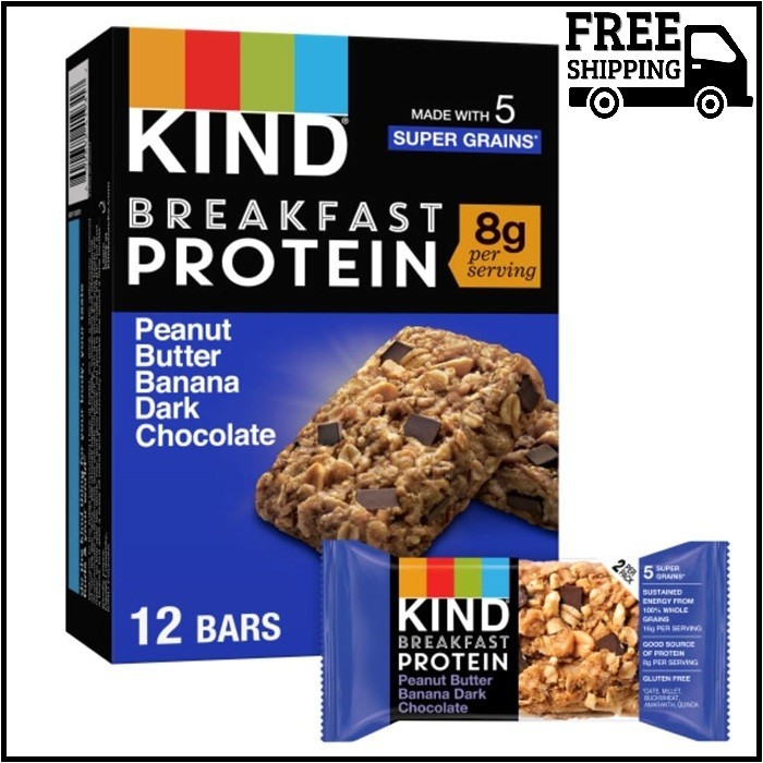 KIND Breakfast Healthy Snack Bar Peanut Butter Banana Dark Chocolate Gluten F…