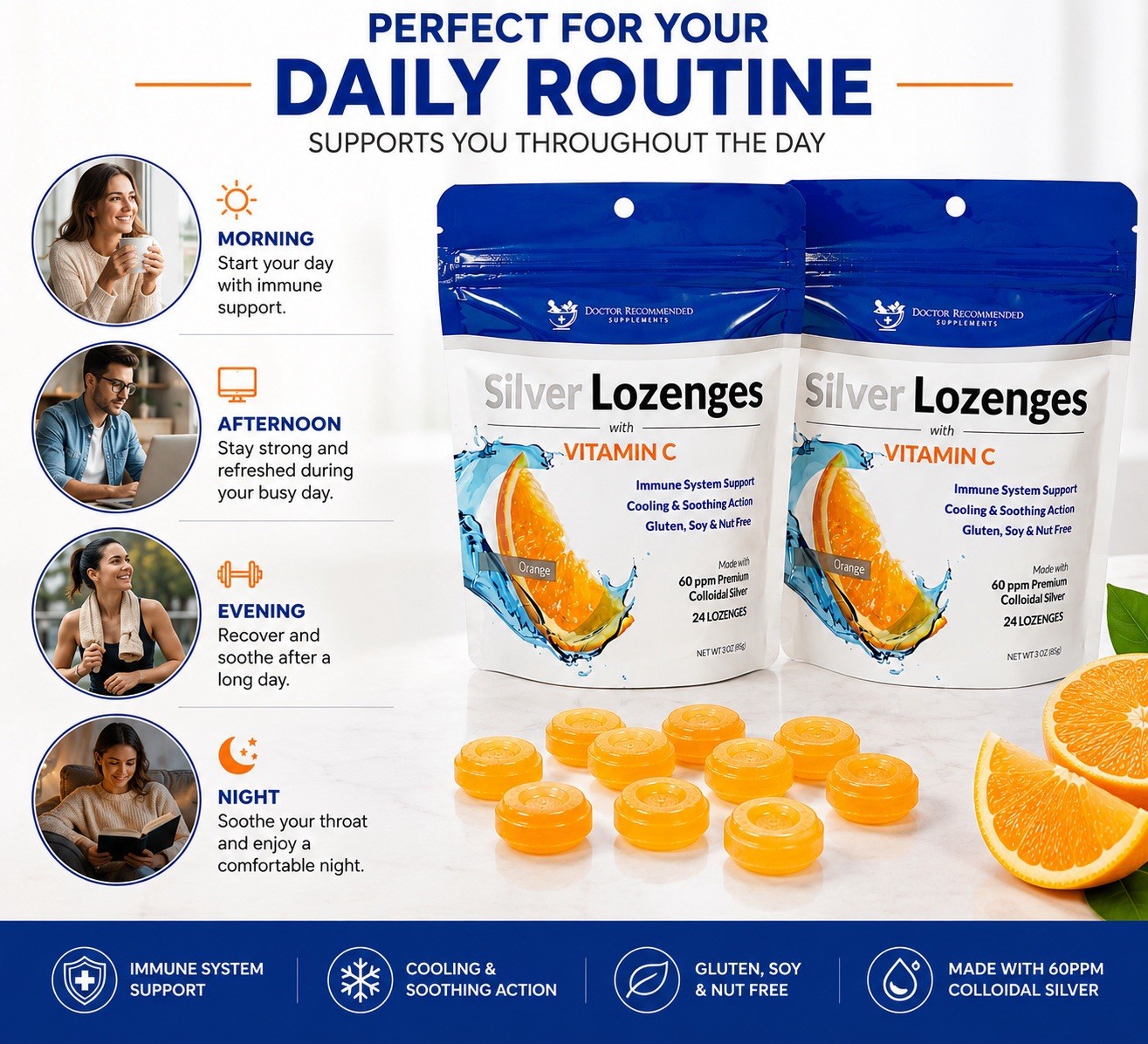 Silver Lozenges with Vitamin C – Premium nano Silver 60PPM Colloidal ✅Duo Pack