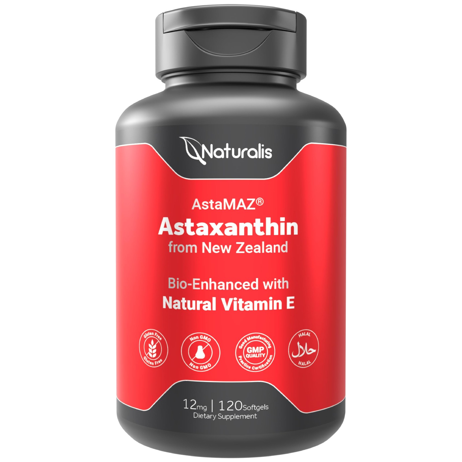 Naturalis New Zealand Astaxanthin (12mg) | Enhanced 120 Count (Pack of 1)