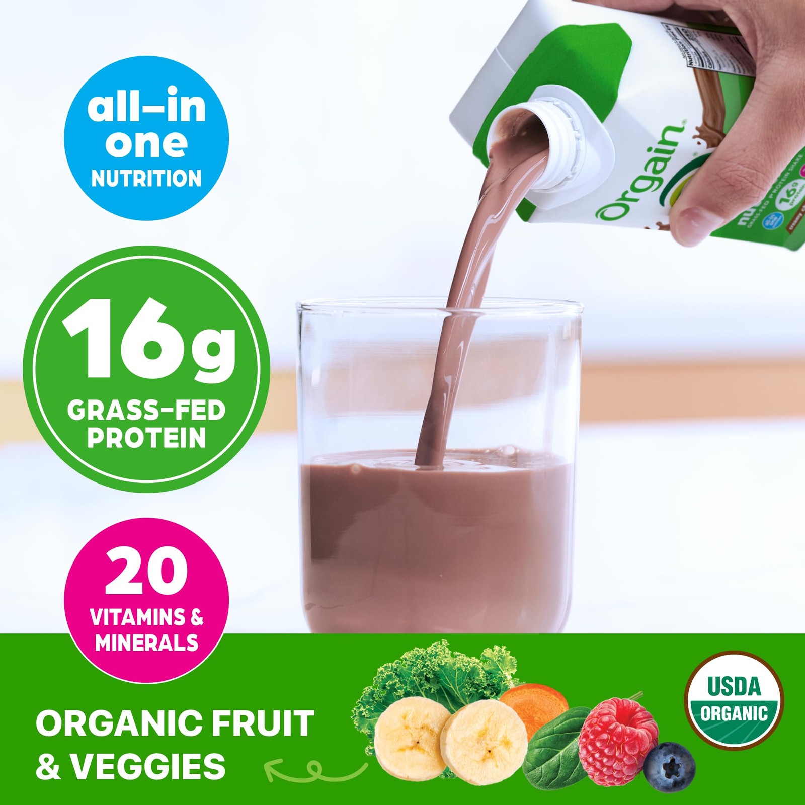 Orgain Organic Nutritional Shake, Creamy Chocolate Fudge 11 Fl Oz (Pack of 4)