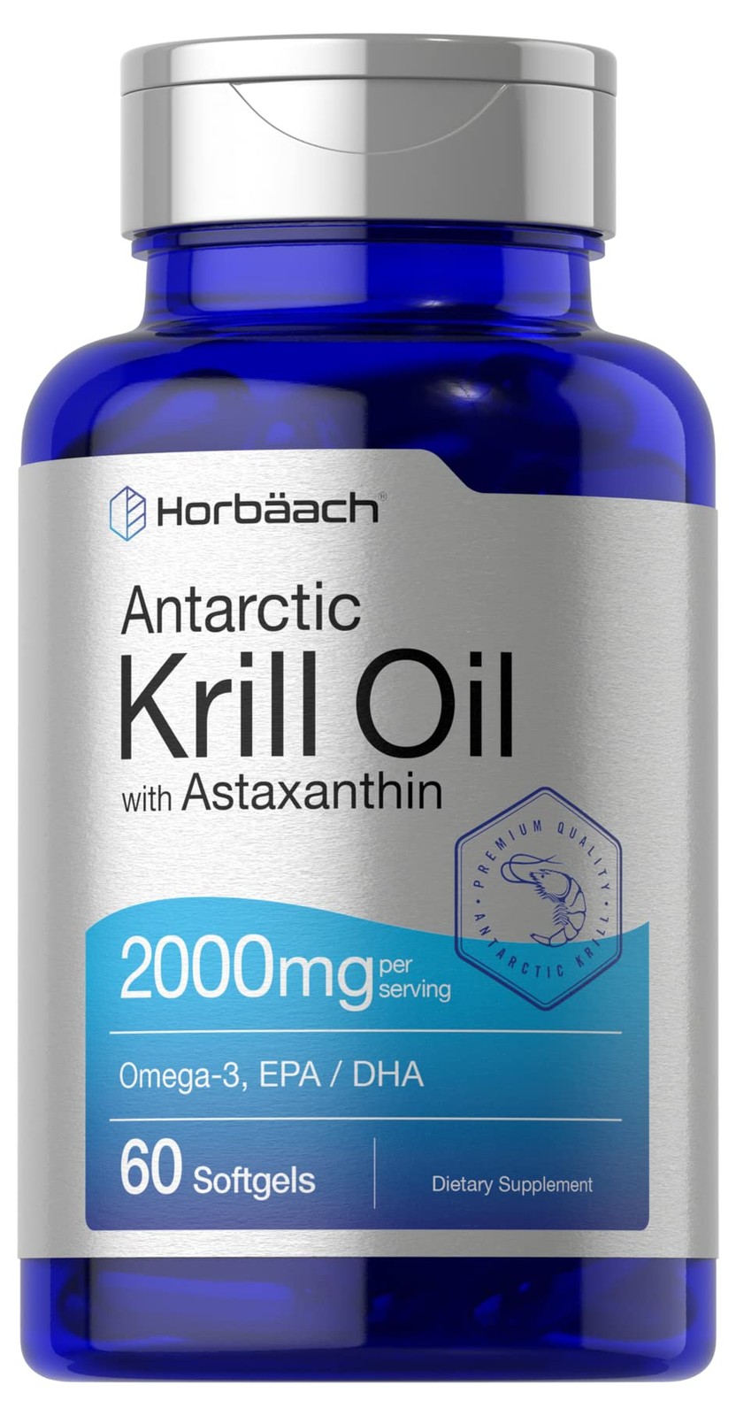 Horbäach Antarctic Krill Oil 2000mg | 60 Softgel 60 Count (Pack of 1)