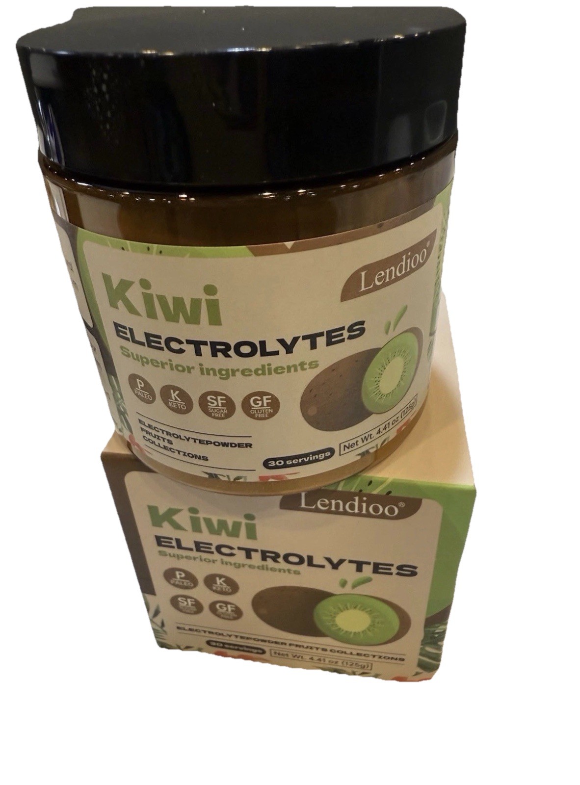 Lendioo Kiwi Electrolytes Powder 4.41 oz Sugar-Free Gluten-Free Paleo Keto