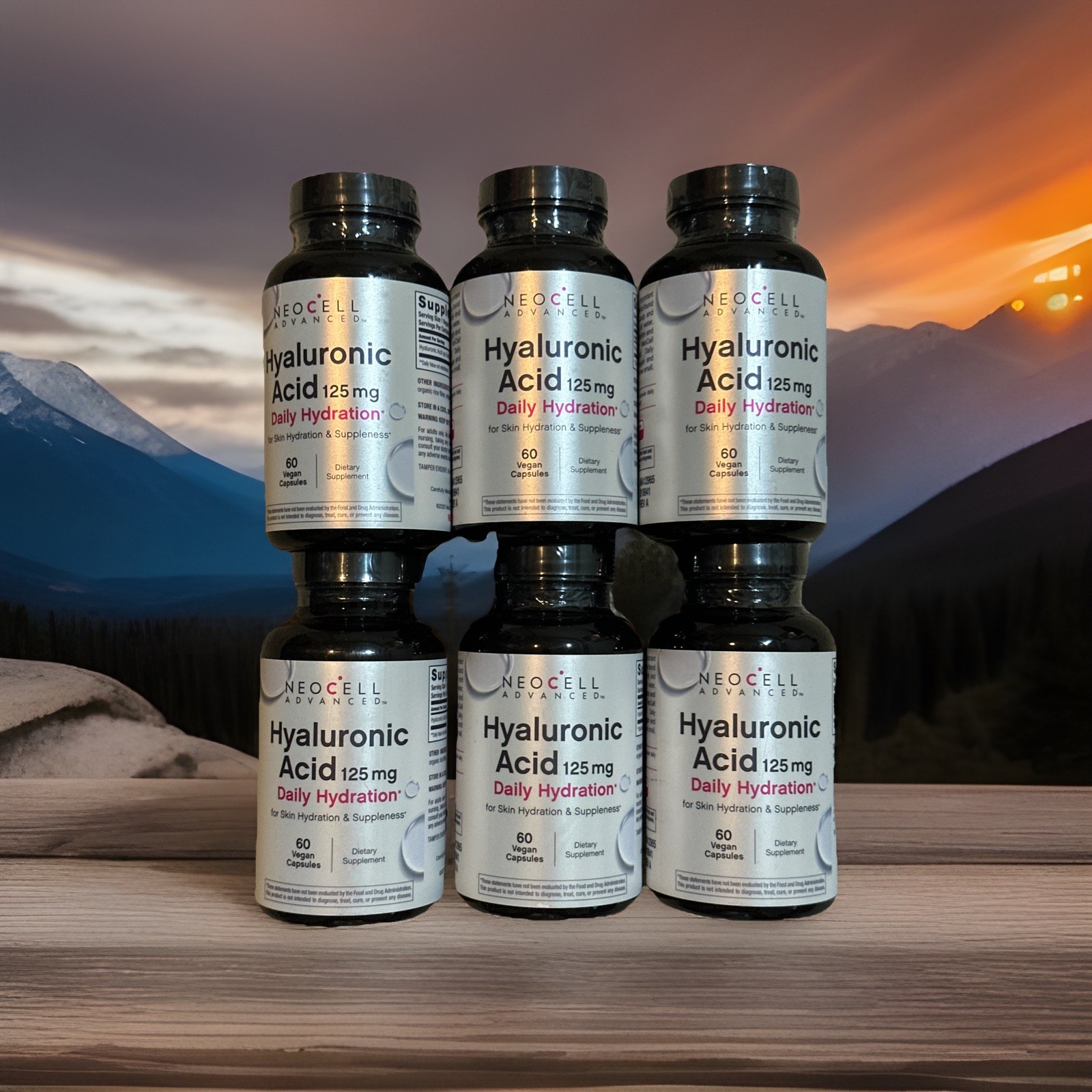 Bulk Lot of 6 x Neocell Hyaluronic Acid 125mg 60 Cap NEW 11/27 Free Shipping