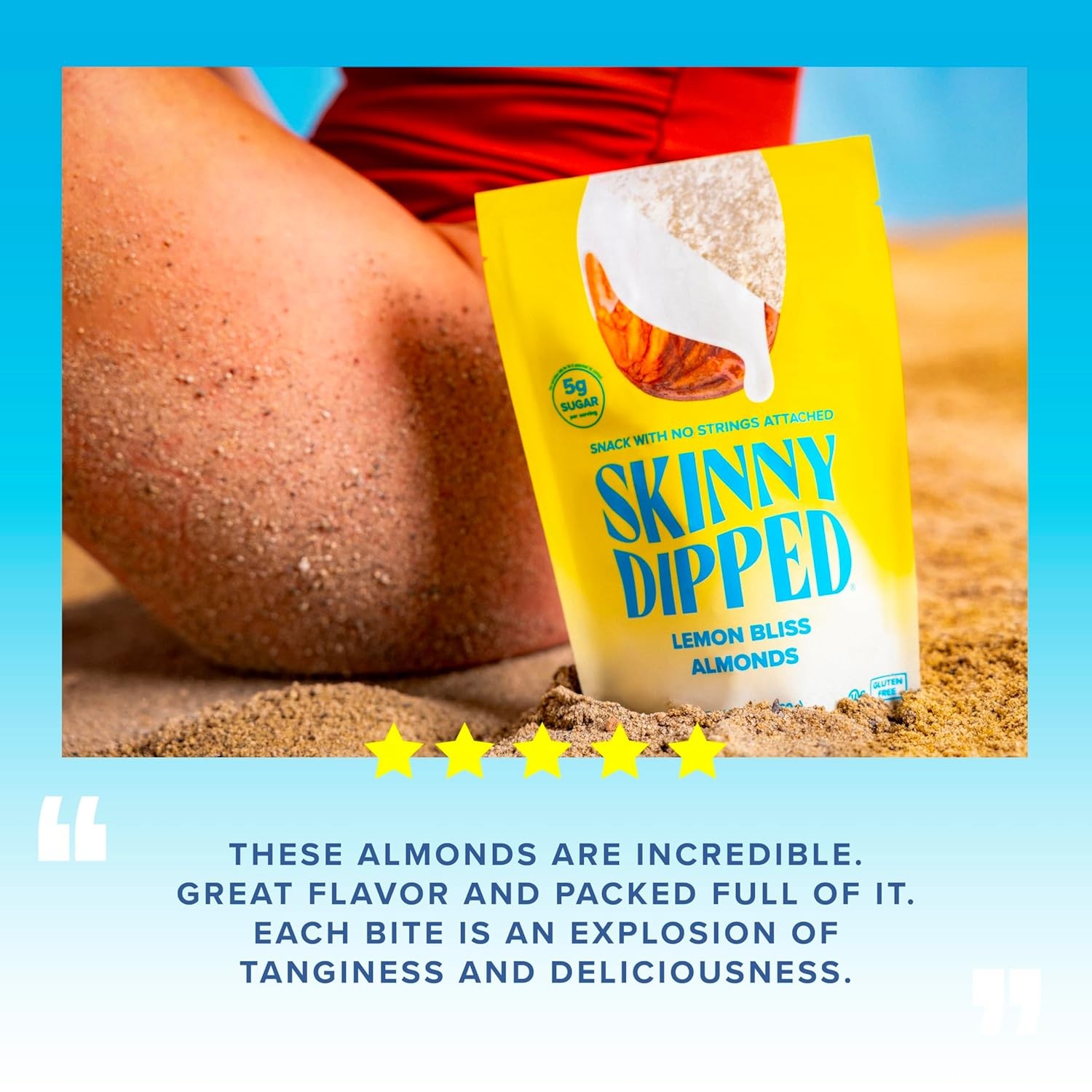 Gluten Free Plant Protein Almonds Lemon Flavor Healthy Snacks SkinnyDipped 3.5