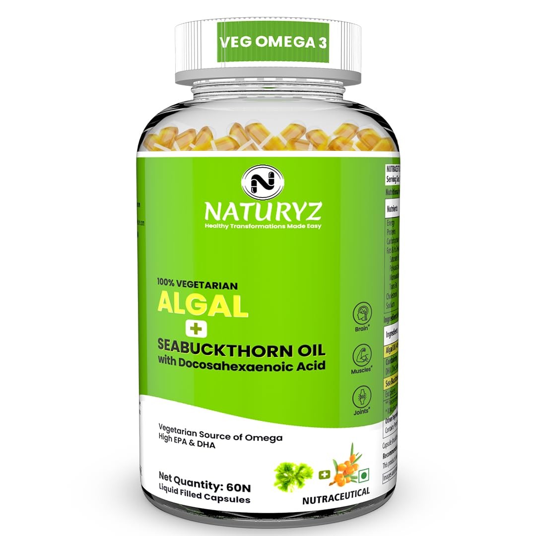 Naturyz Vegetarian Omega 3 Algae + Sea Buckthorn Oil 1120mg, 60 Capsules