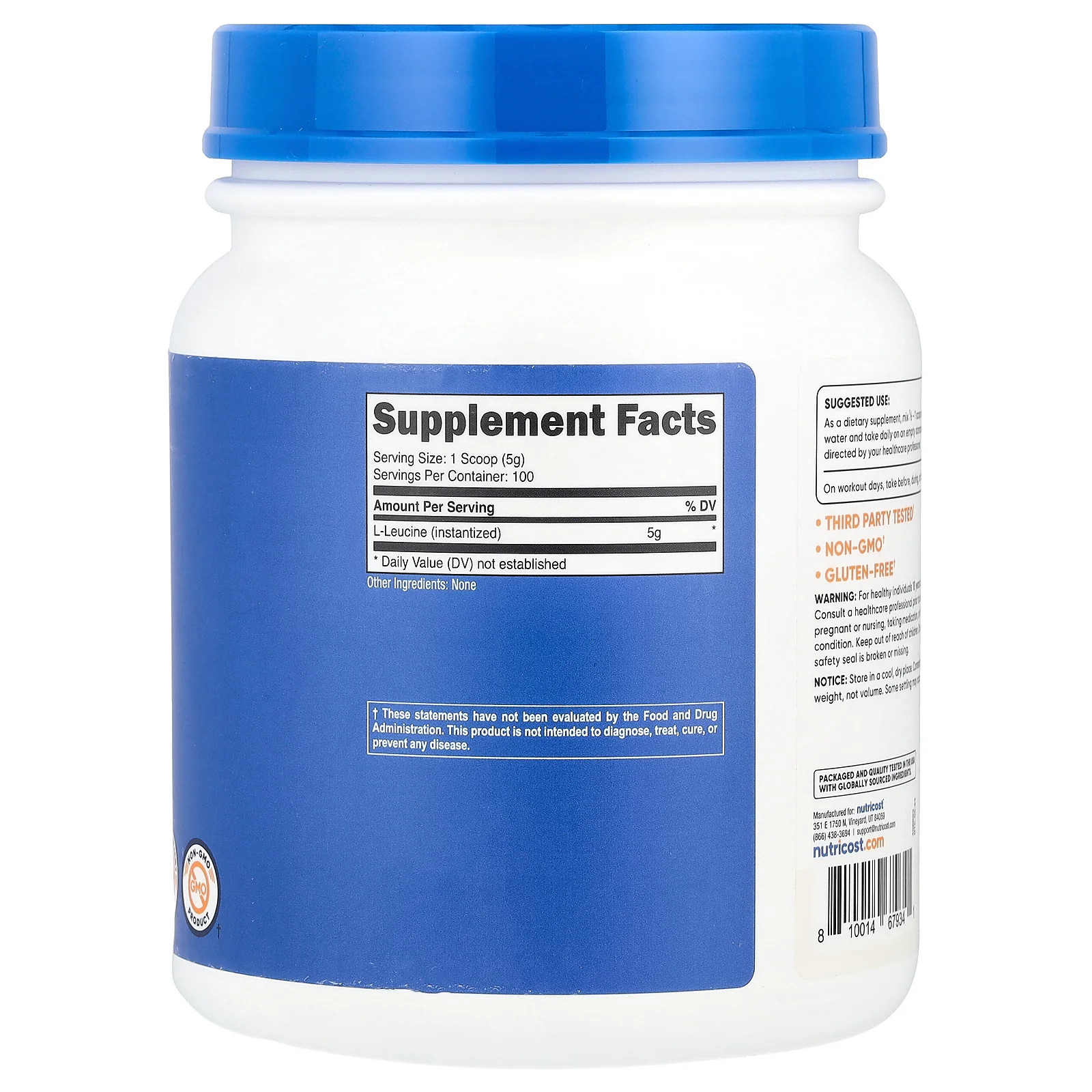 2 X Nutricost, L-Leucine, Unflavored, 17.9 oz (500 g)