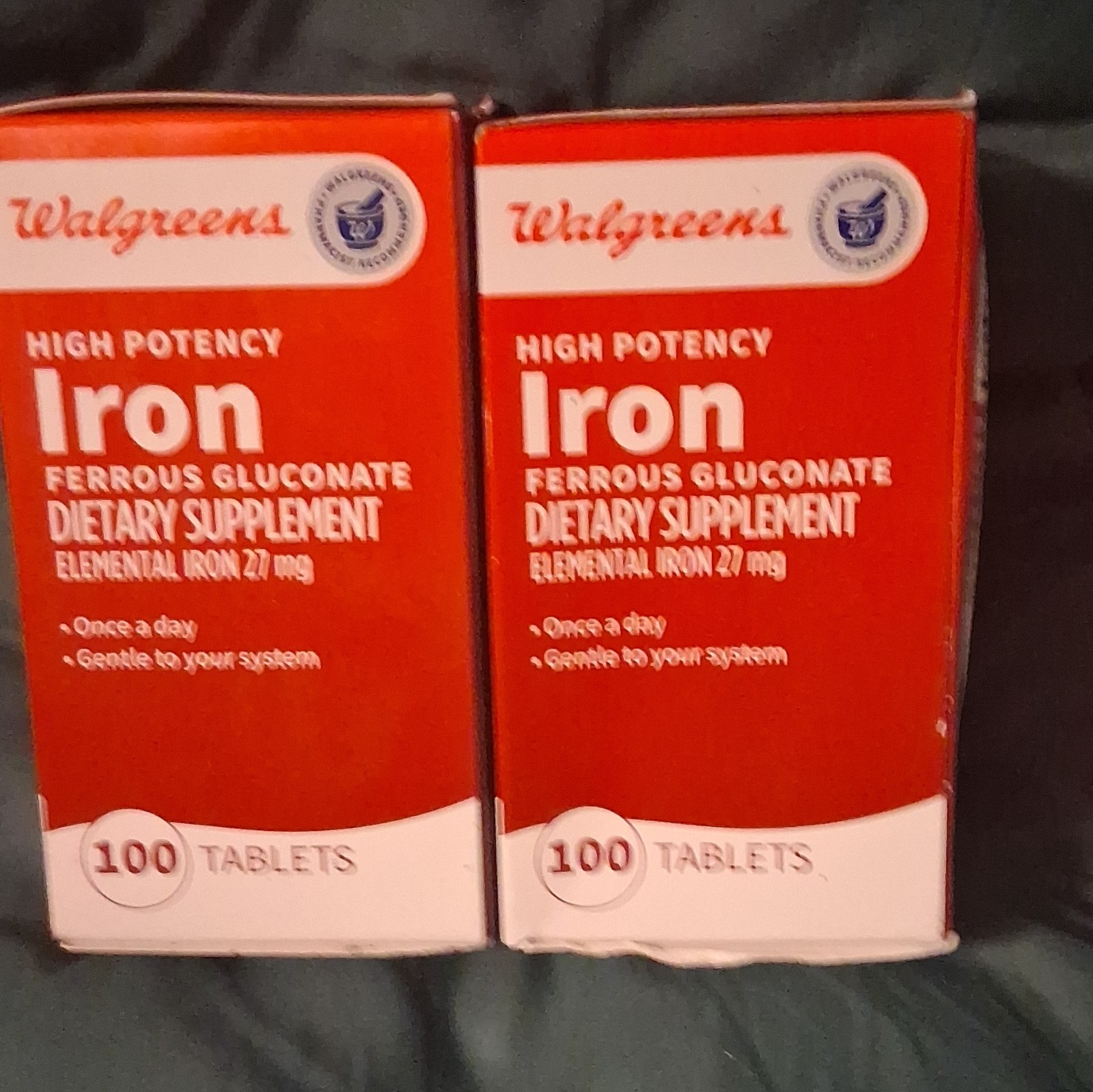 Walgreens High Potency Iron Ferrous Gluconate 27 mg Tablets – 100 Ct (2 Boxes)