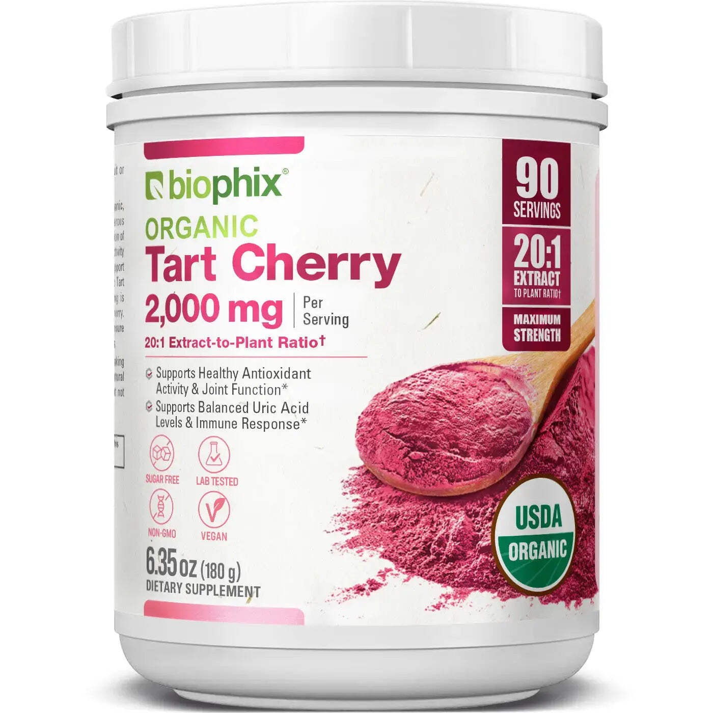 Biophix Tart Cherry Powder USDA Organic 20:1 Extract 6.35 oz 180g – Joint Health