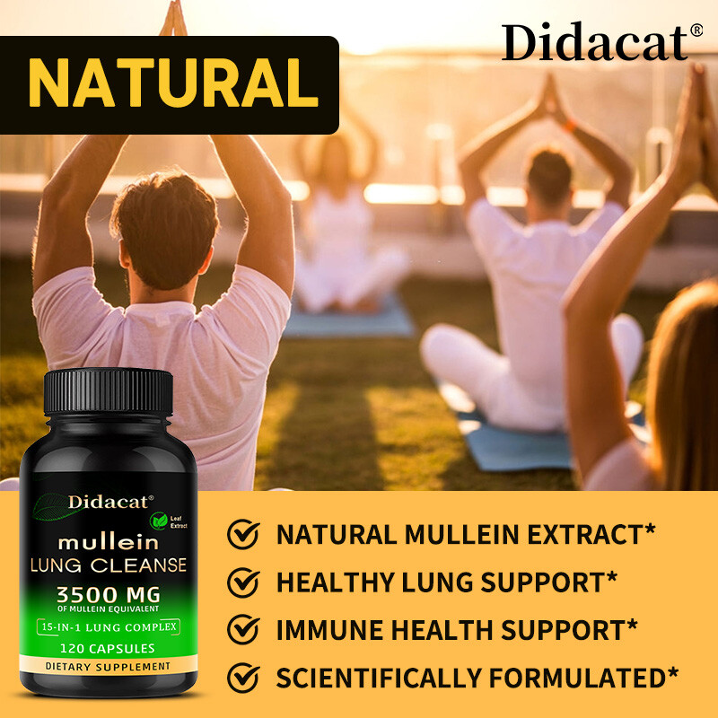 Mullein Leaf Extract 3500 mg Lung Cleanse Respiratory Herbal Capsules – 120caps