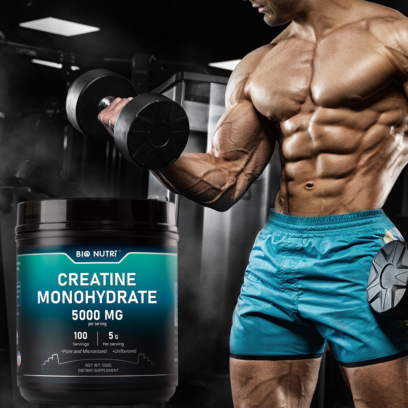 1.1 Lbs Fitness Creatine Monohydrate Powder Unflavored Supports Muscle Energy