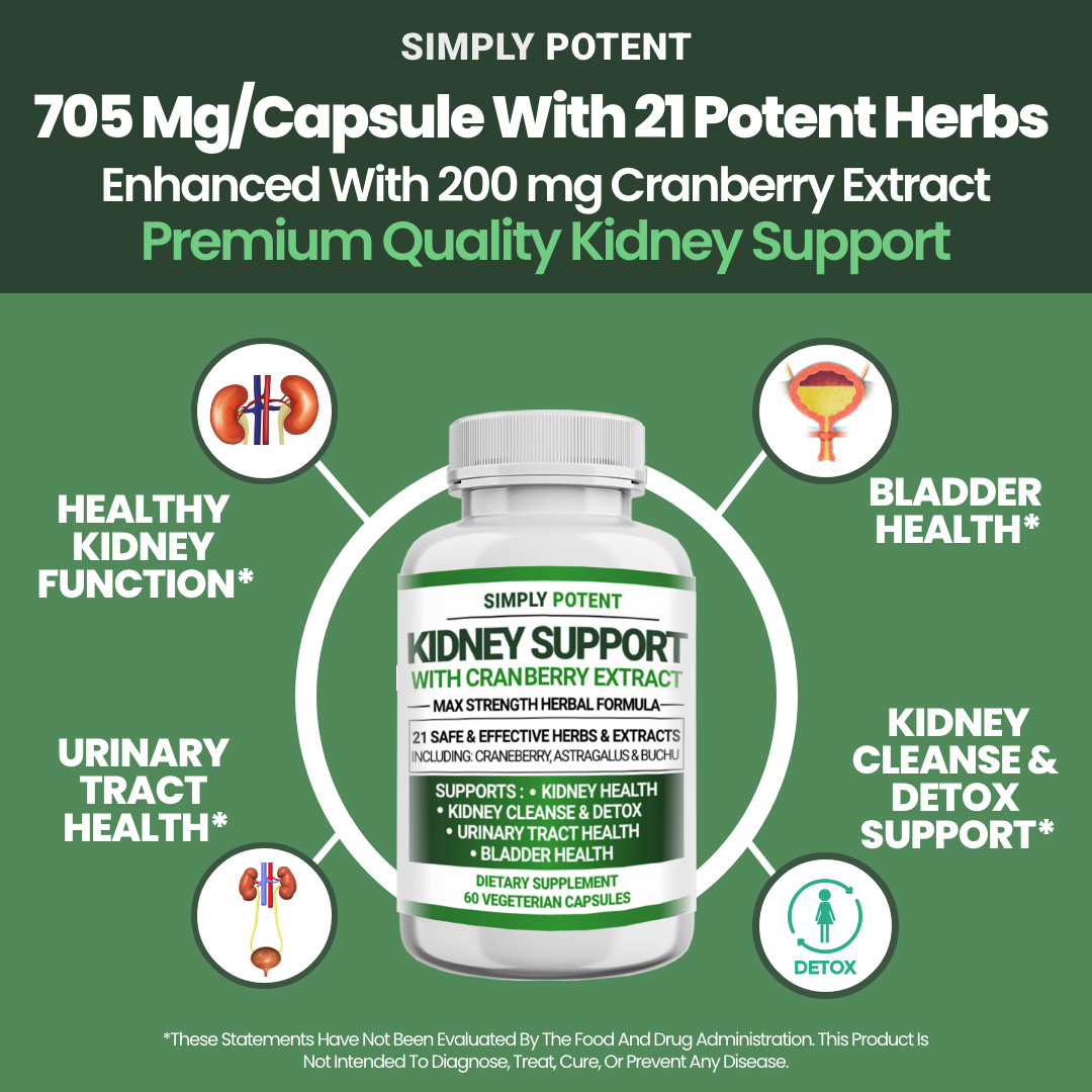 Kidney Support Supplement, Kidney Cleanse Detox & Repair Formula with 21 Herbs