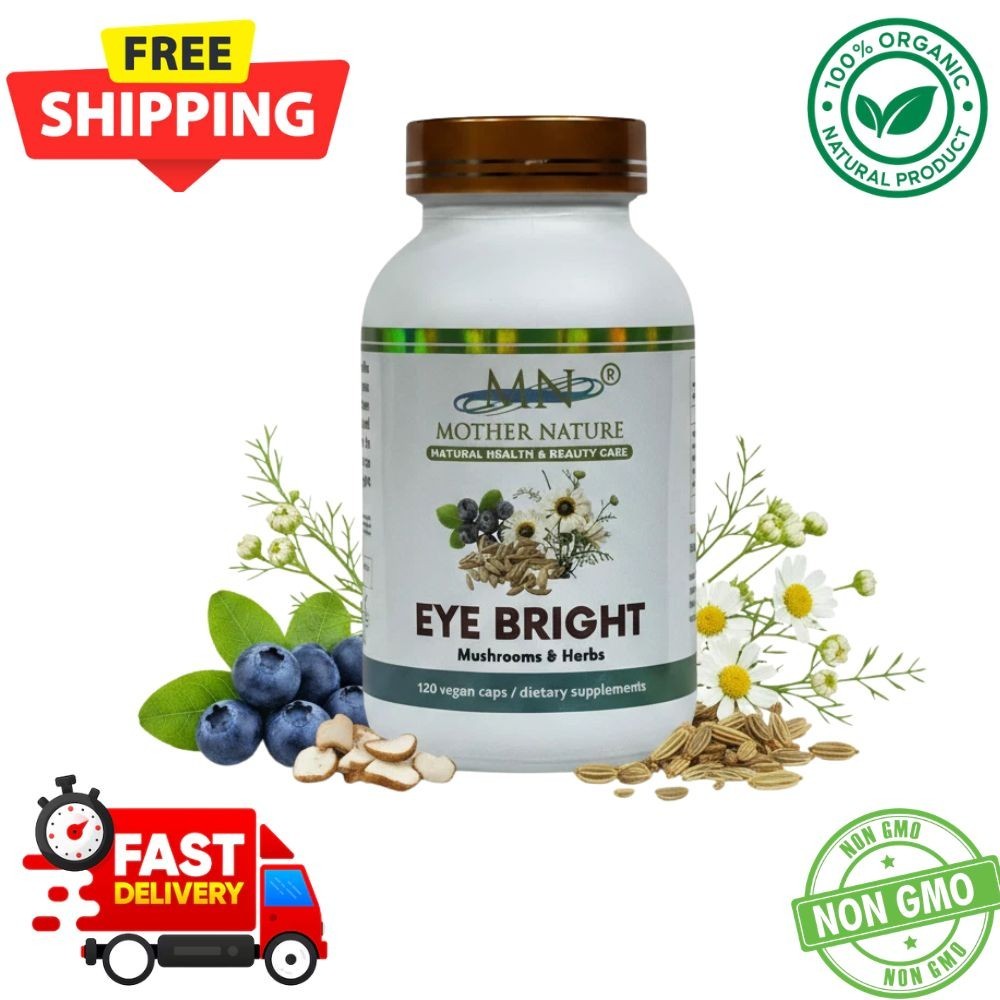 Organic Eye Bright Bilberry 120 Vegan Capsules Vision Health Eyestrain Support