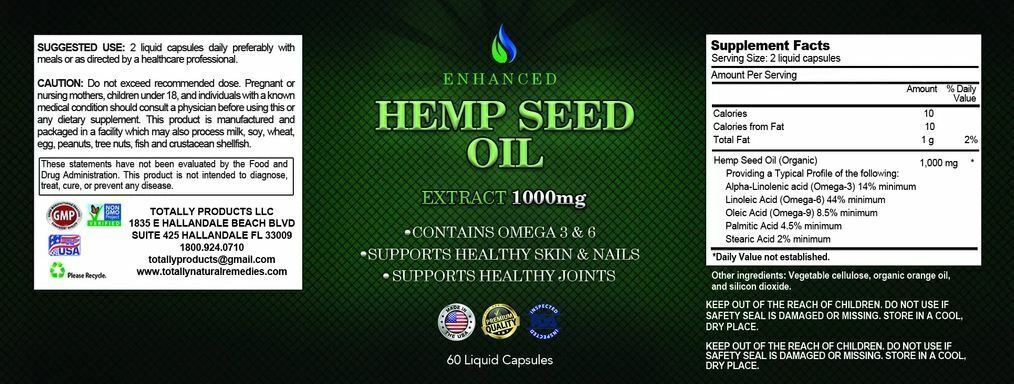 Hemp Seed Oil Healthy Skin Joint Health & Cholesterol Control Heart Supplement